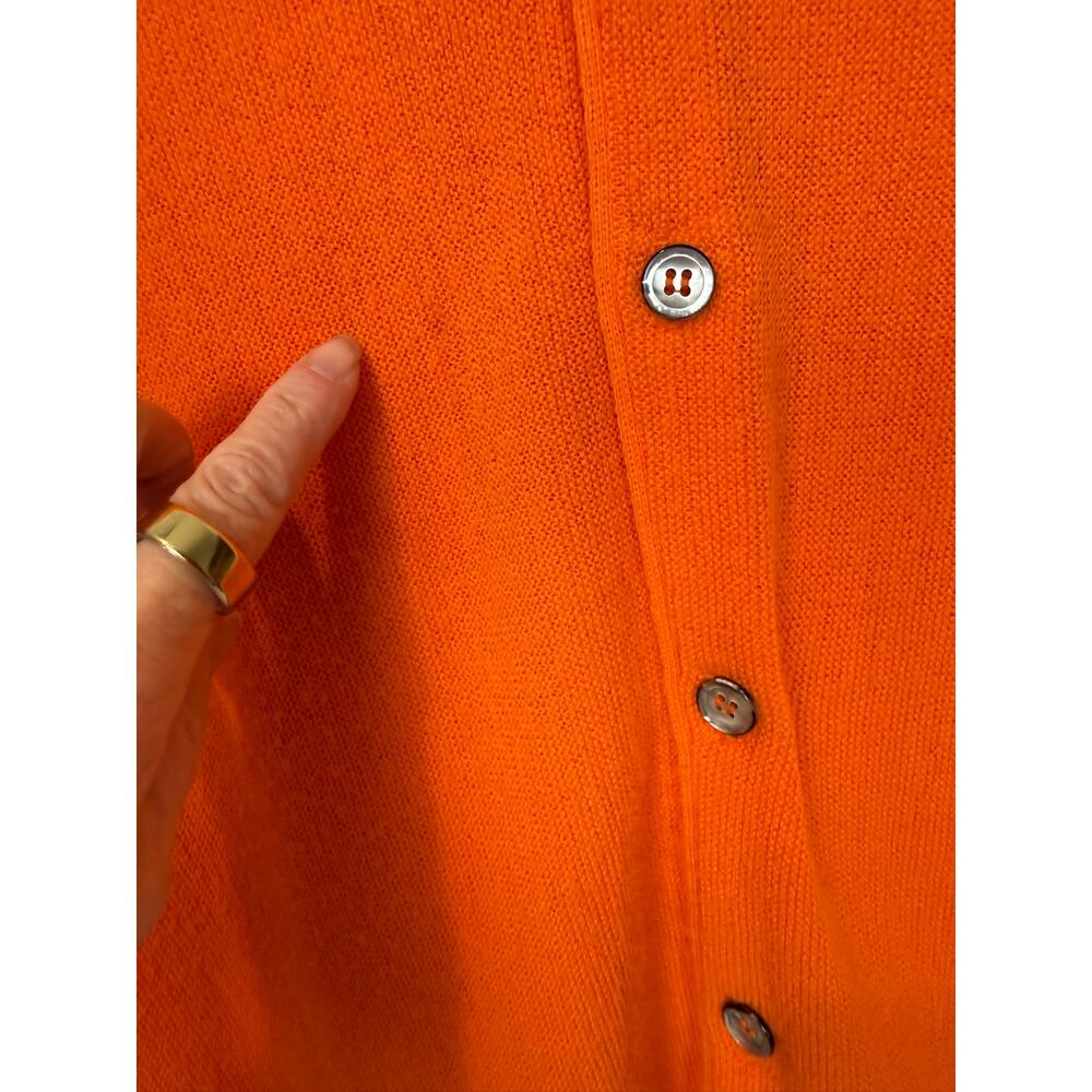 Vintage IZOD Lacoste Cardigan Mens L Orange Orlon Acrylic USA Made 70s 80s - Picture 8 of 9